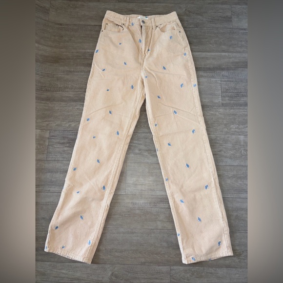 PacSun Pants - PacSun Light Tan Corduroy Pants with Blue Accents